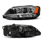 Pair halogen headlight rear housing angle for 2011-2018 Volkswagen Jetta