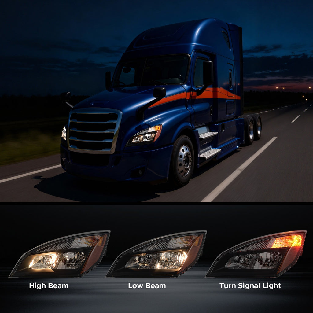 Black Halogen headlight features and specifications for 2018-2024 Freightliner Cascadia (image 2)