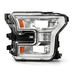 Left LED headlight lens close-up for 2015-2017 Ford F-150