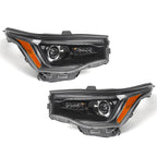 Right halogen headlight lens close-up for 2017-2019 GMC Acadia