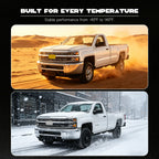 Right halogen headlight lens close-up for 2015-2019 Chevy Silverado HD
