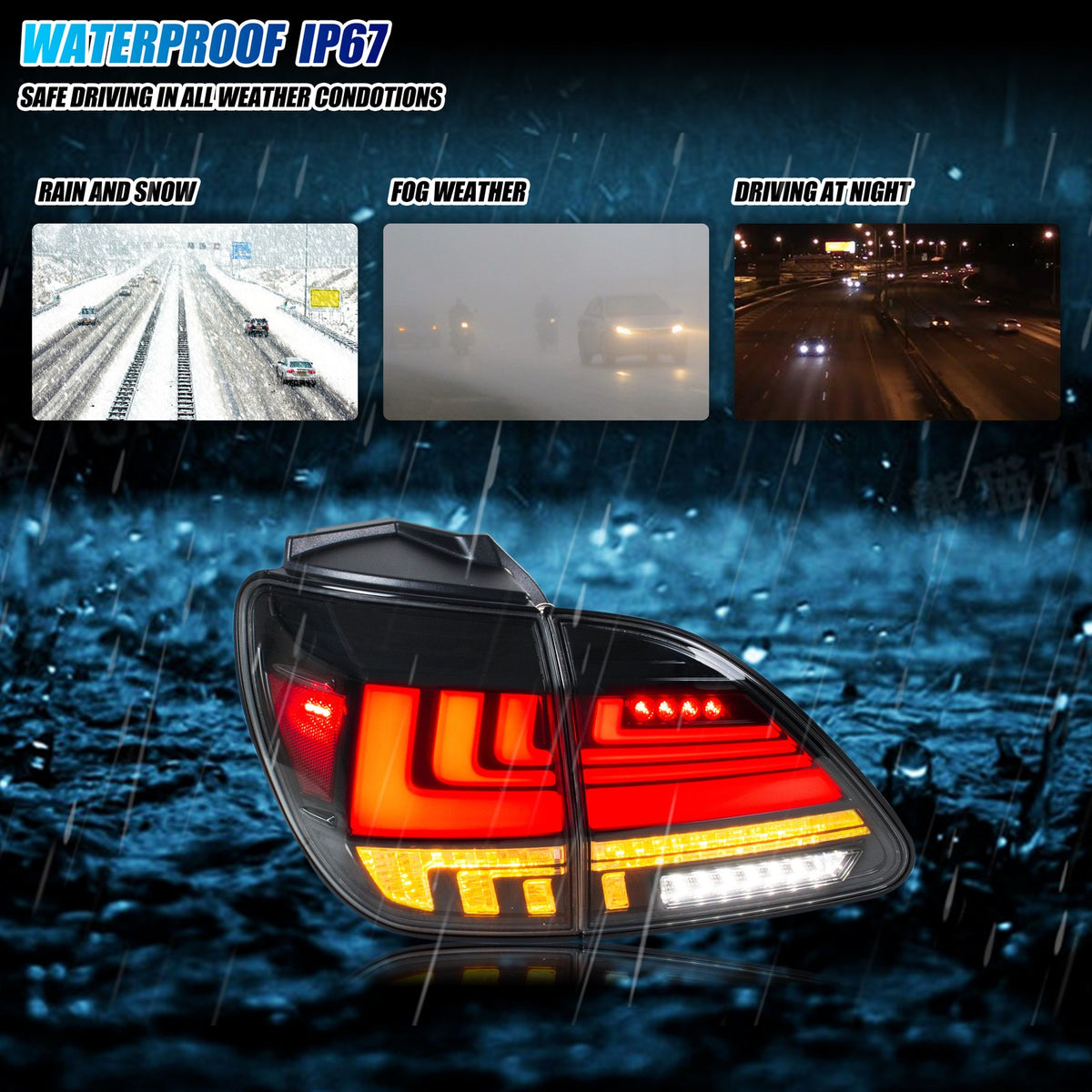 Sealed, waterproof construction of the 1999-2000 Lexus RX300 LED tail light