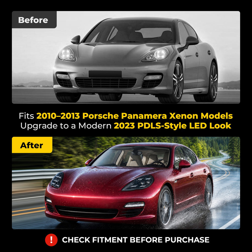 Fitment chart for Full LED headlights, 2010-2013 Porsche Panamera 970