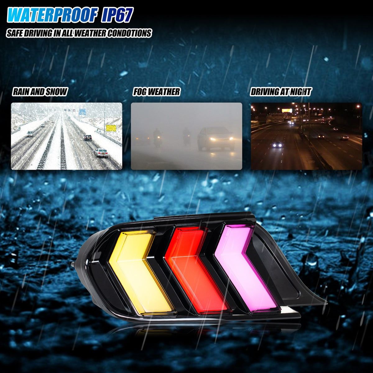 Sealed, waterproof construction of the 2015-2023 Ford Mustang LED tail light