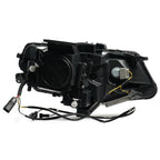 Left halogen projector headlight lens close-up for 2016-2021 Chevy Camaro