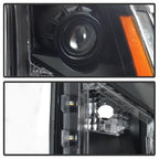 Left halogen projector headlight lens close-up for 2010-2016 Cadillac SRX