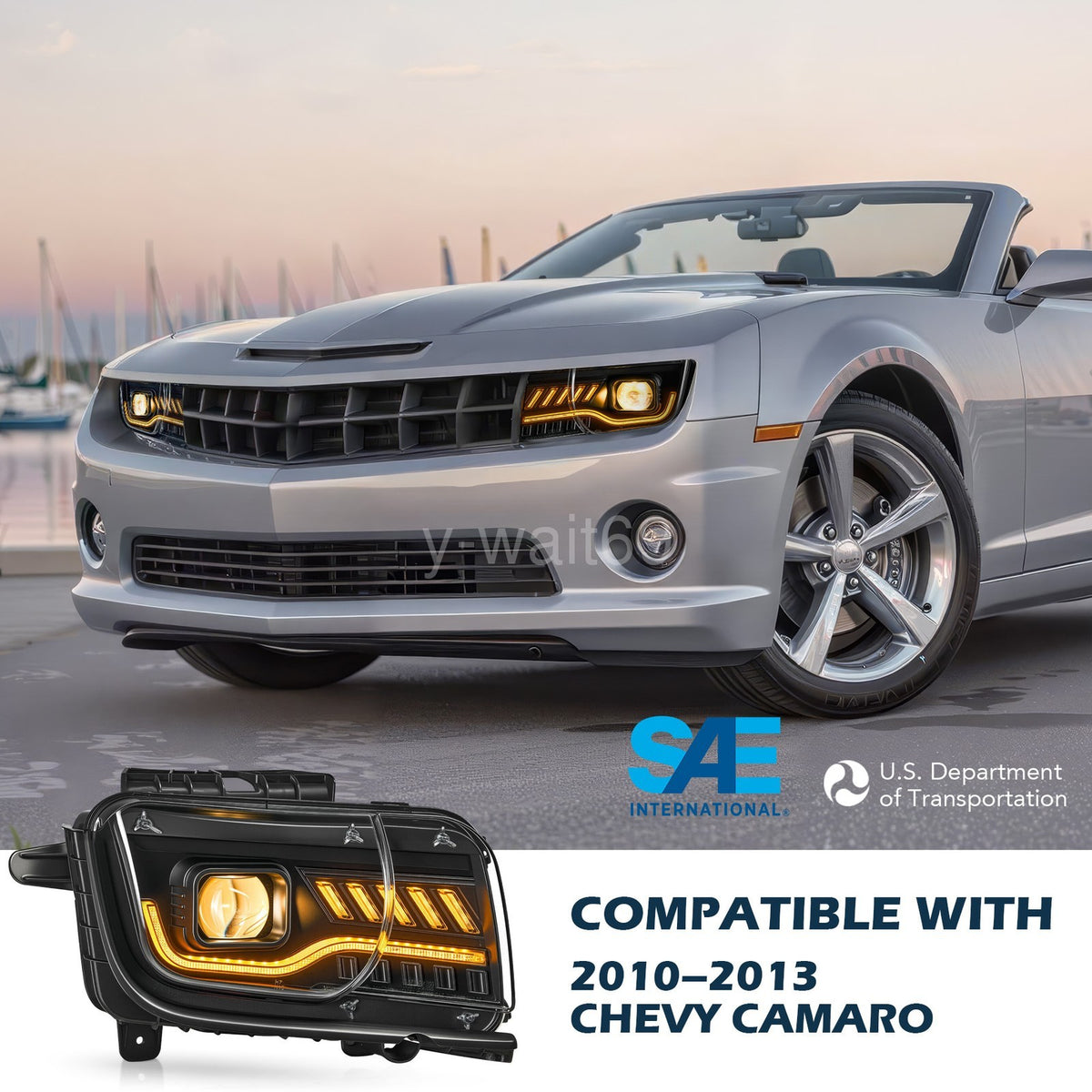 Fitment chart for Black Projector Halogen headlights, 2010-2013 Chevrolet Camaro