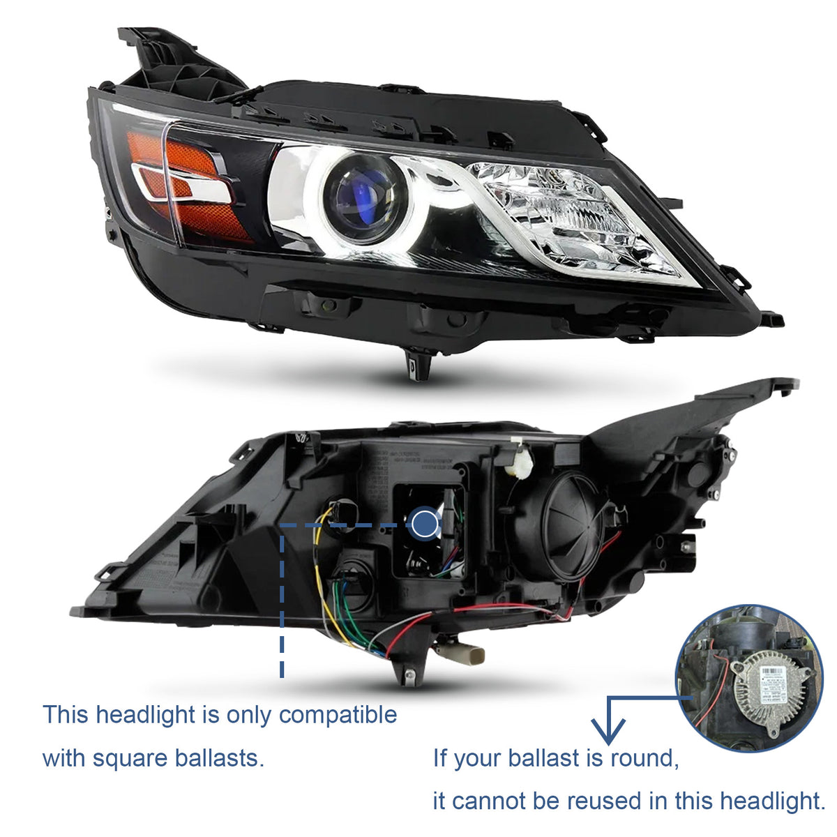 Left HID headlight side angle for 2014-2020 Chevy Impala
