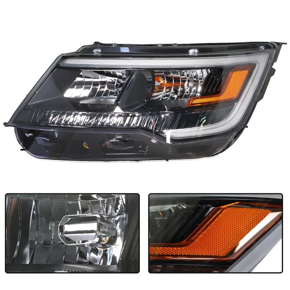 Right LED headlight lens close-up for 2016-2018 Ford Explorer Sport