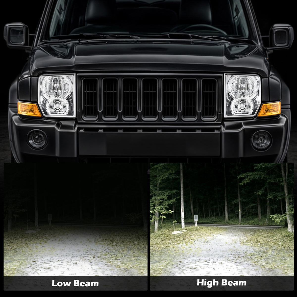 Chrome Halogen headlight features and specifications for 2006-2010 Jeep Commander (image 2)