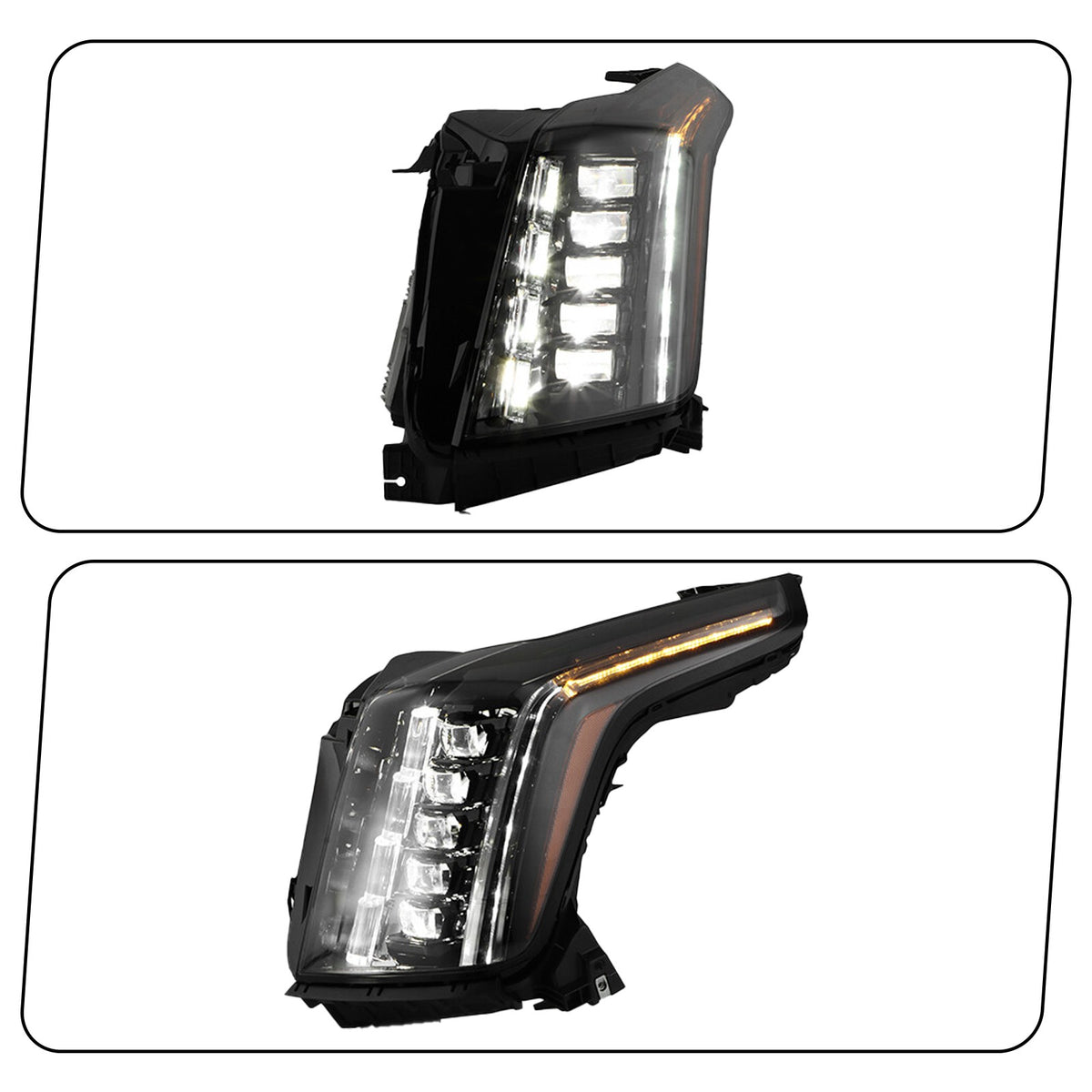 Pair LED headlight rear housing angle for 2015-2020 Cadillac Escalade