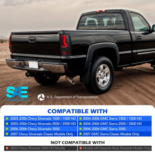 black housing LED tail light view 7 for Chevy Silverado 1500 2500 3500 (2003-2006)