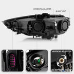 Right HID headlight lens close-up for 2015-2016 Audi A3