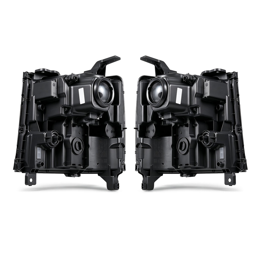 Right HID headlight lens close-up for 2016-2018 Chevy Silverado 1500