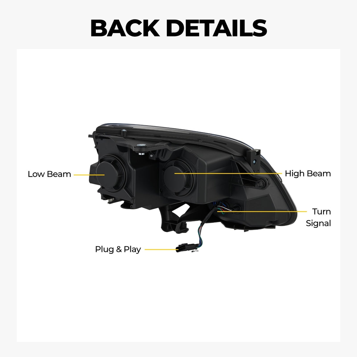 Chrome Projector Halogen headlight features and specifications for 2007-2012 GMC Acadia (image 2)