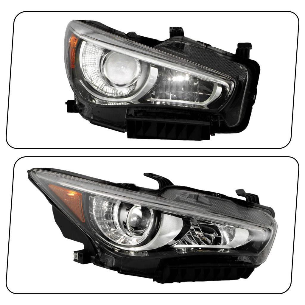Pair LED headlight front angle for 2014-2017 Infiniti Q50