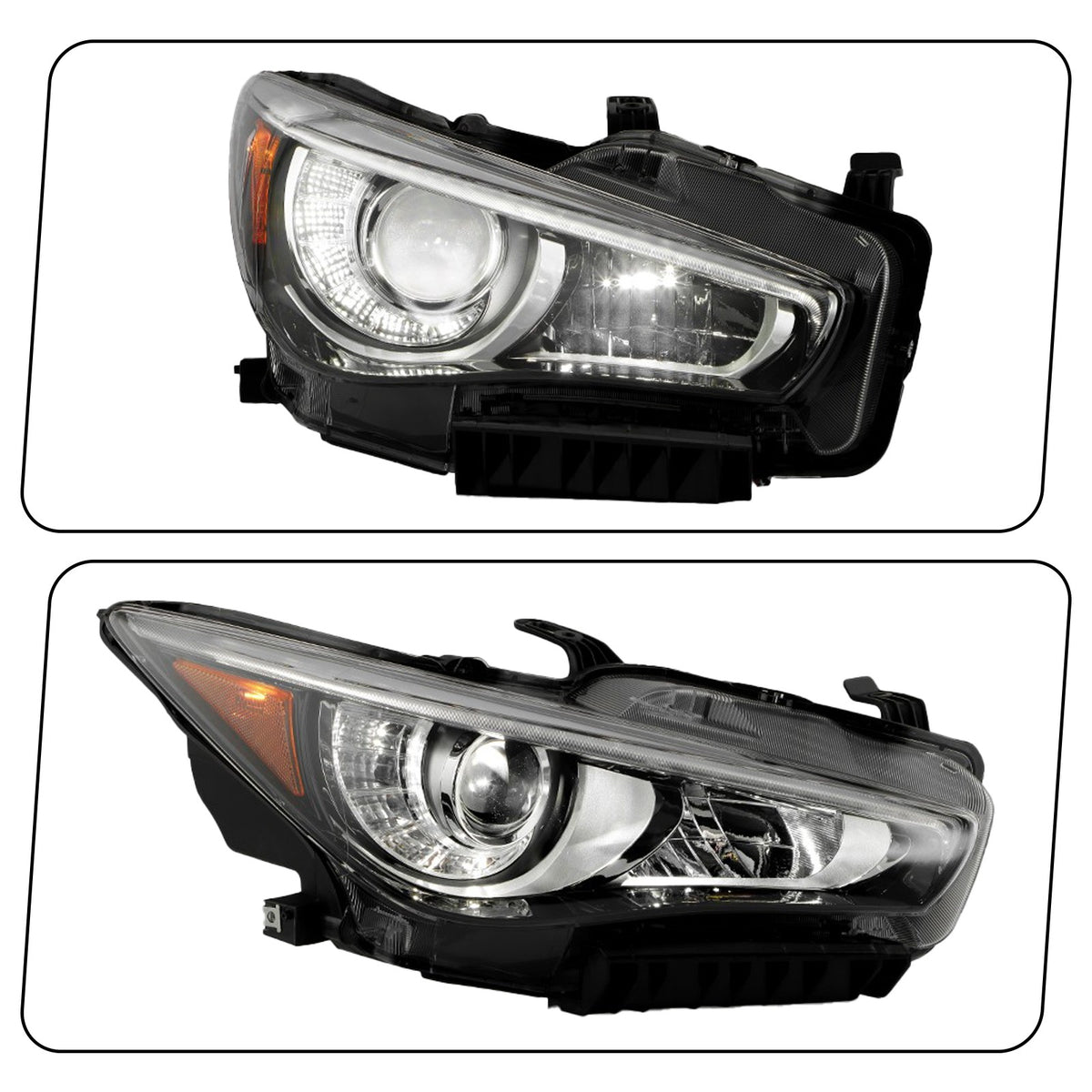 Pair LED headlight front angle for 2014-2017 Infiniti Q50