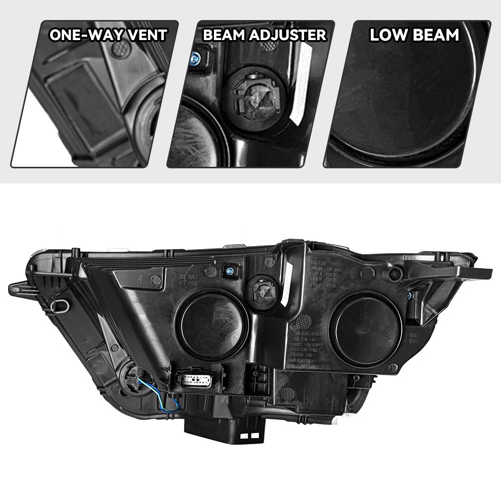 Left halogen projector headlight lens close-up for 2015-2018 Ford Edge