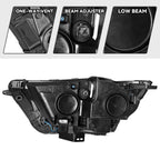 Left halogen projector headlight lens close-up for 2015-2018 Ford Edge