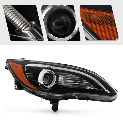 Pair projector headlight rear housing angle for 2012-2014 Chrysler 200