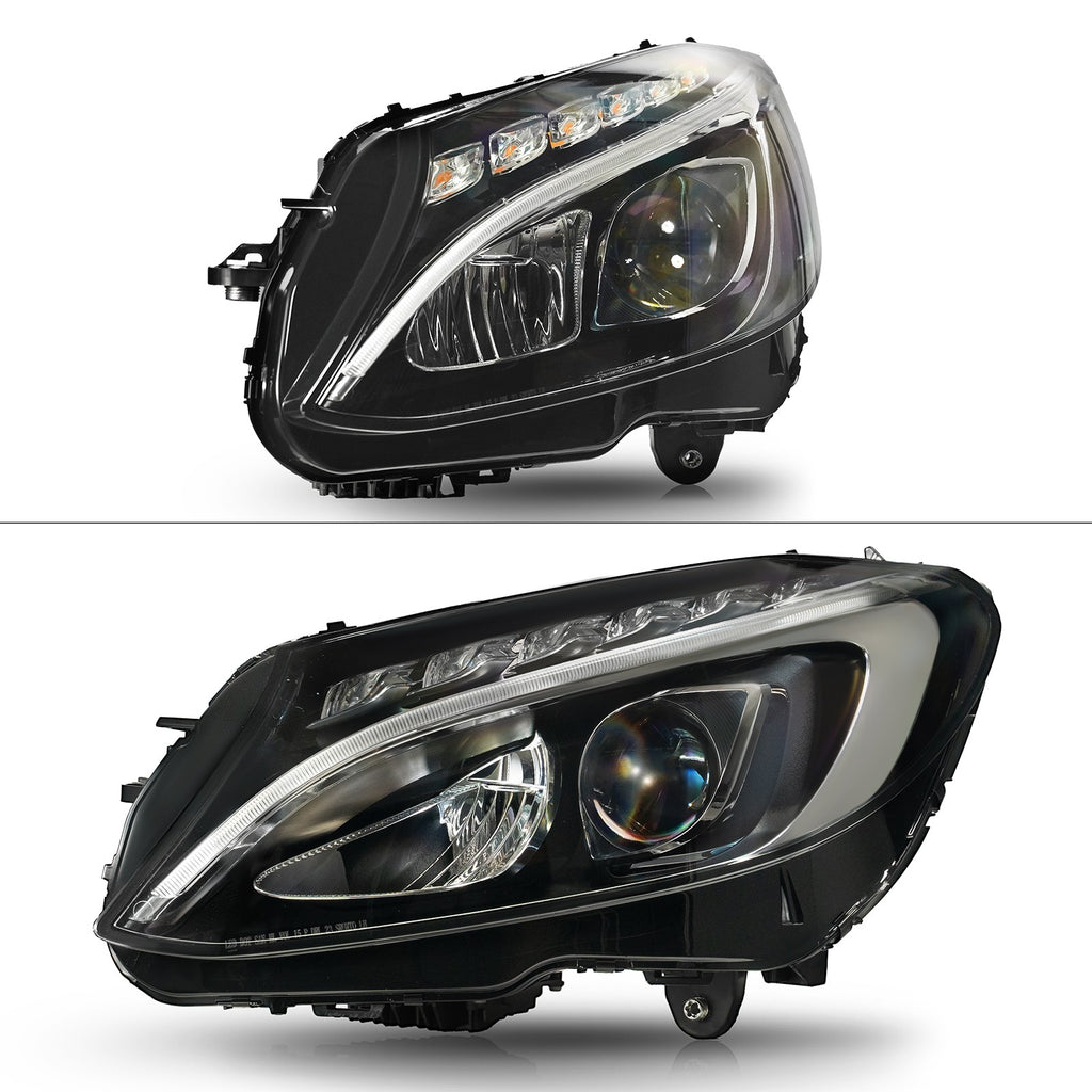 Right LED projector headlight side angle for 2015-2018 Mercedes-Benz C300