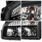 Passenger side Black Halogen headlight close-up for 2014-2023 Kenworth T880
