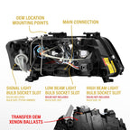 Back of the headlight with bulb slots