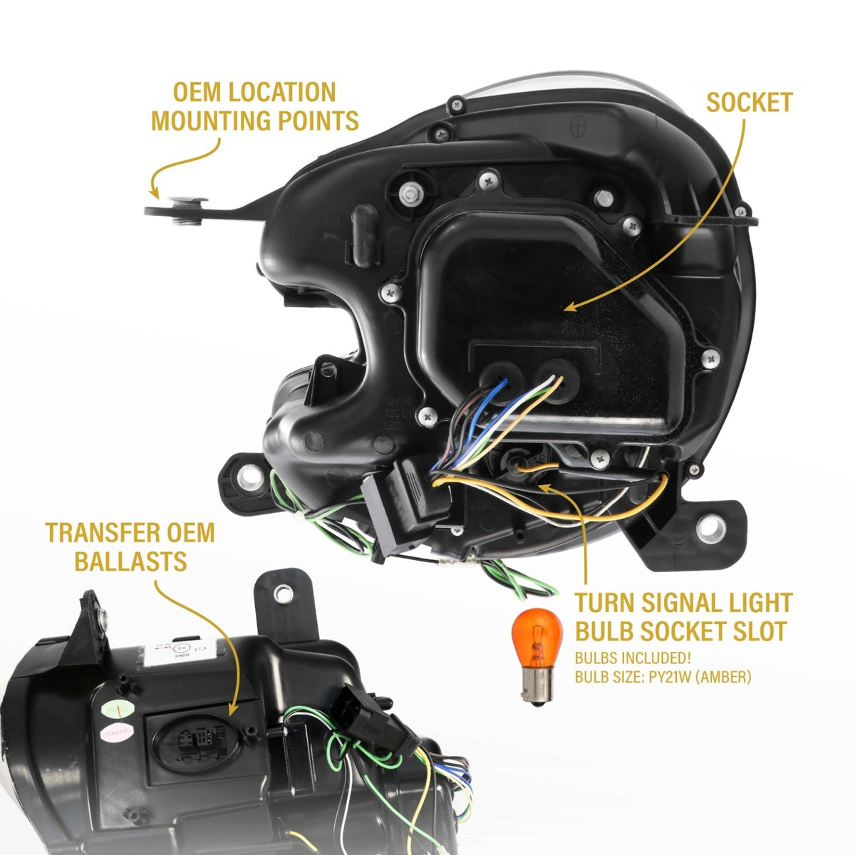 Back of the headlight with xenon socket