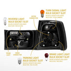E34 tail light back: reverse, parking, brake and turn signal bulb sockets