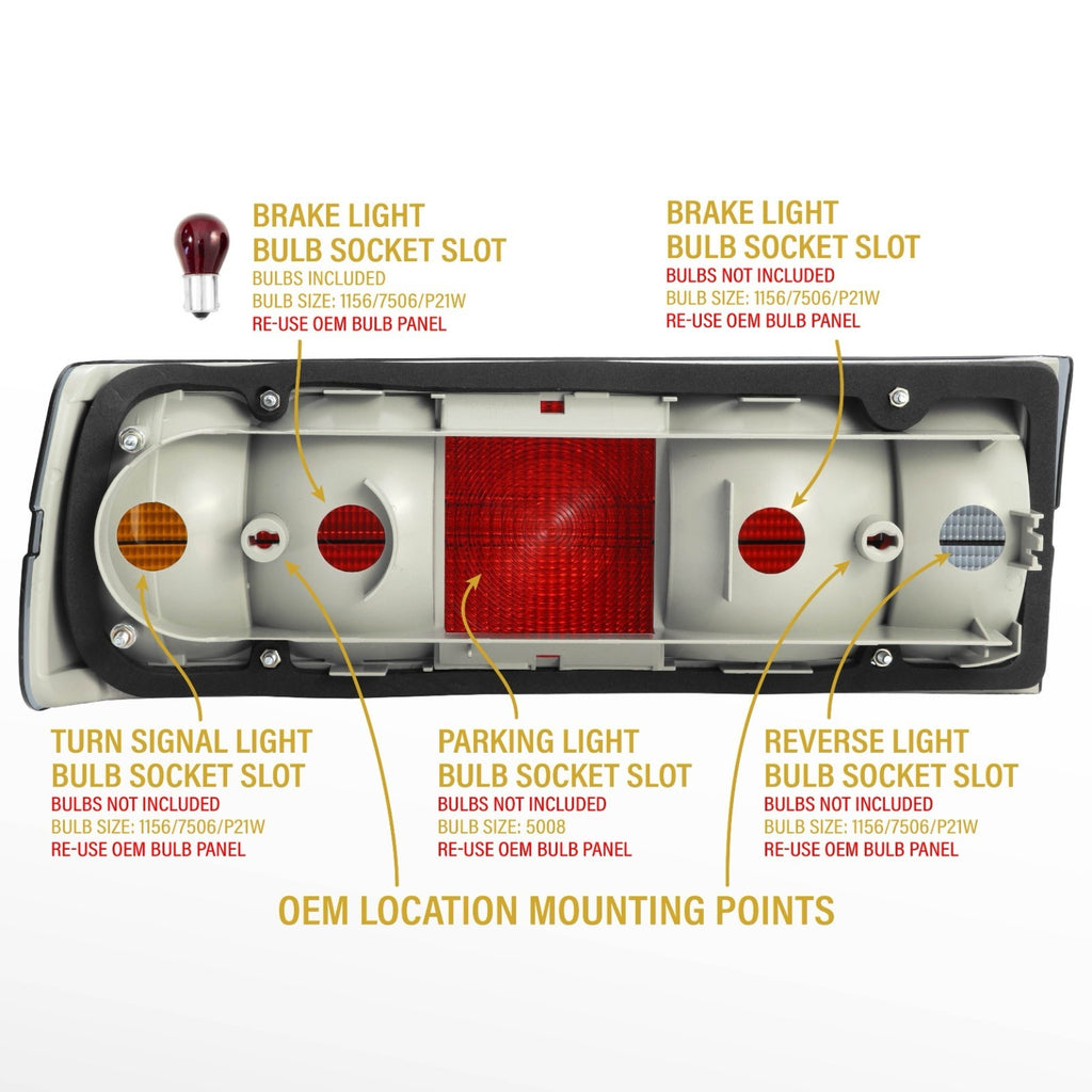 E30 tail light back: turn, parking, brake and reverse sockets