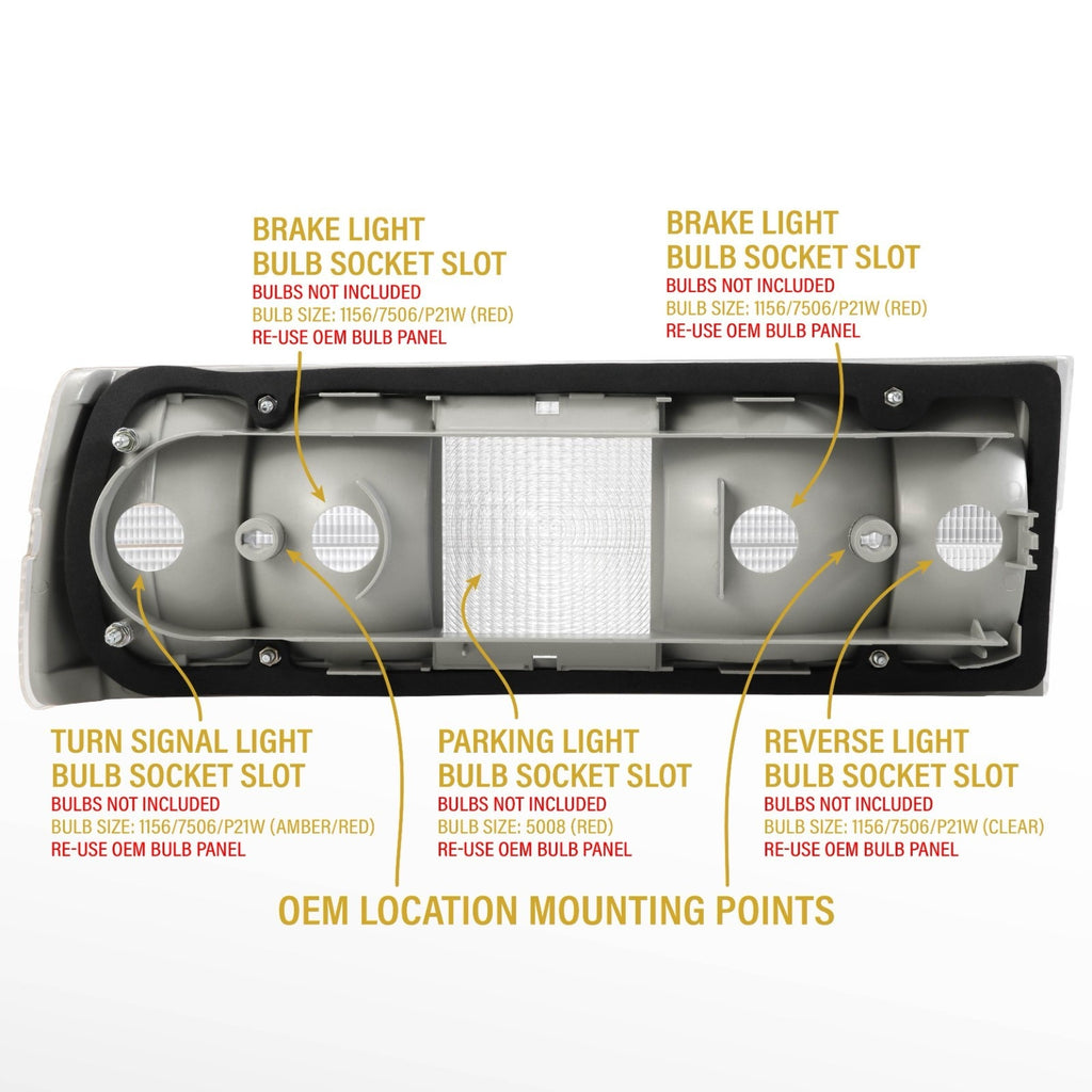 E30 tail light back: turn, parking, brake and reverse sockets