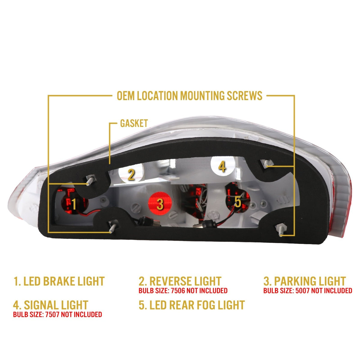 Back of the tail light with mounting points
