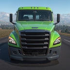 Passenger side Black Halogen headlight close-up for 2018-2024 Freightliner Cascadia