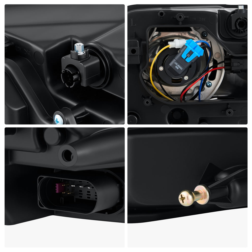 Driver side Black Projector Halogen headlight close-up for 2013-2018 Ram 1500 2500 3500