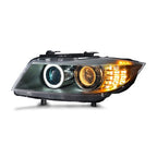 Left halogen headlight lens close-up for 2009-2012 BMW 3 Series E90