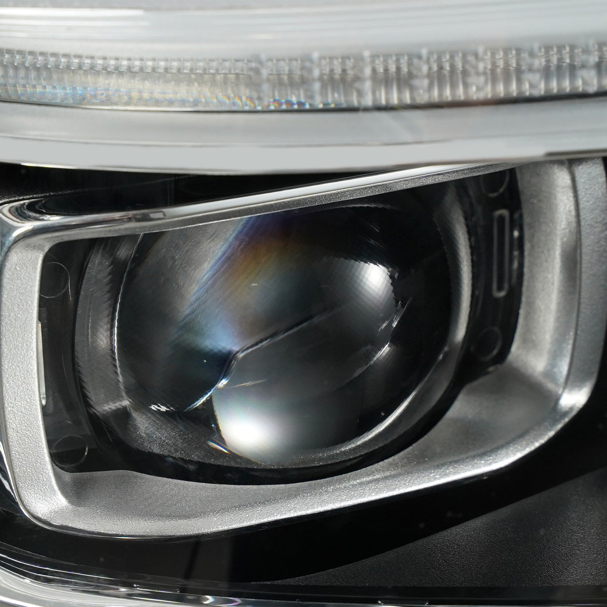 Left LED headlight lens close-up for 2019-2024 Ram 1500