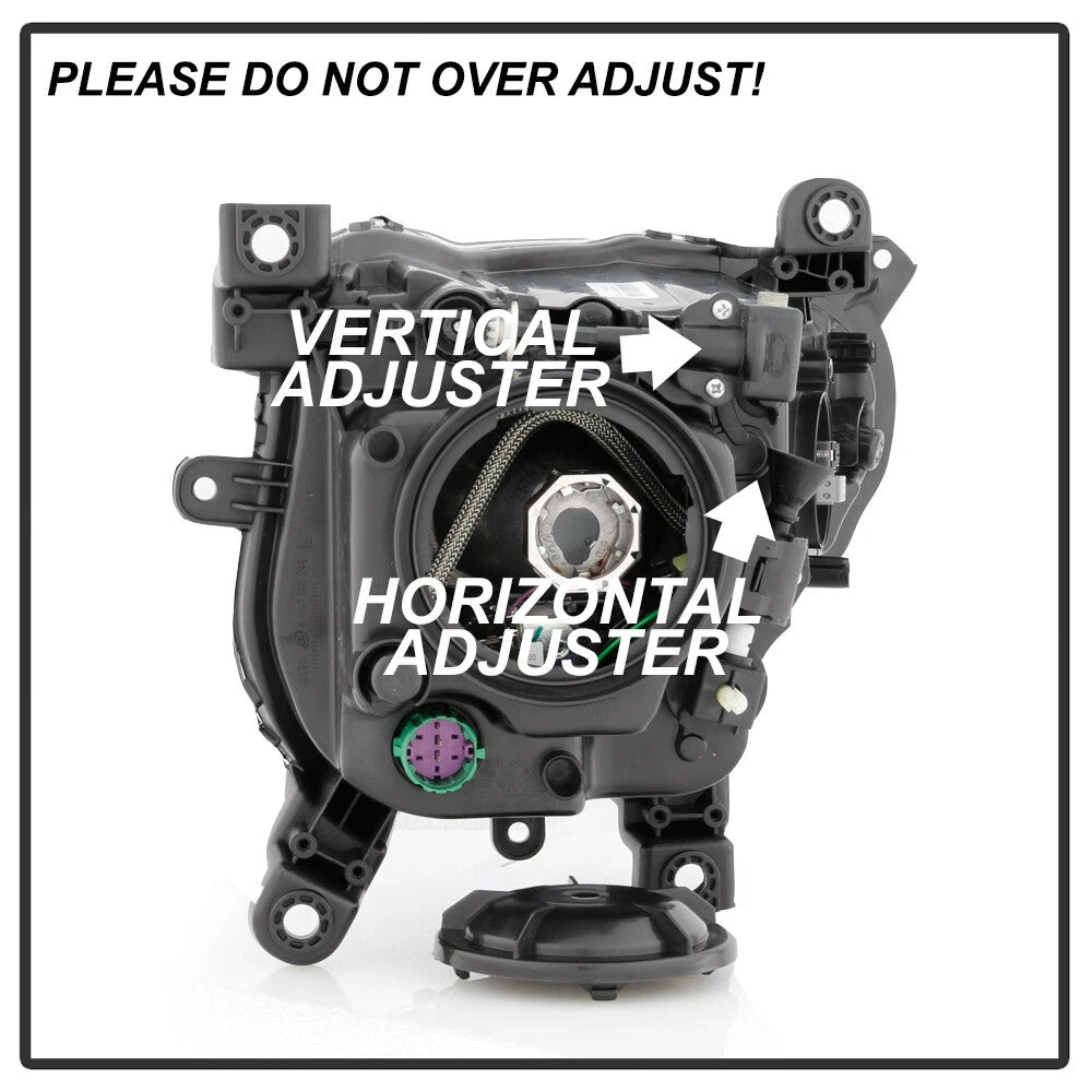 Adjuster location diagram for 2014-2018 Jeep Cherokee headlights
