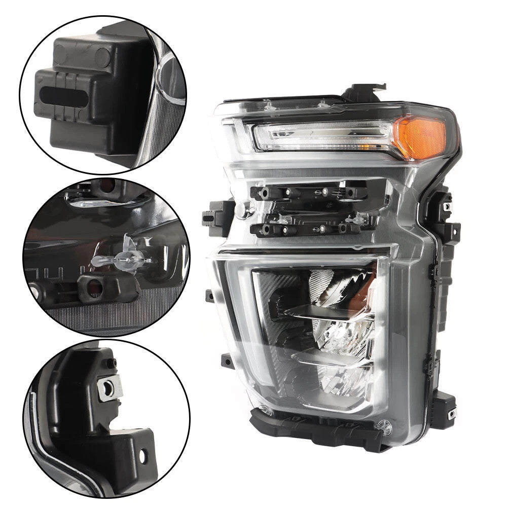 Left LED headlight lens close-up for 2020-2023 Chevrolet Silverado 2500HD/3500HD