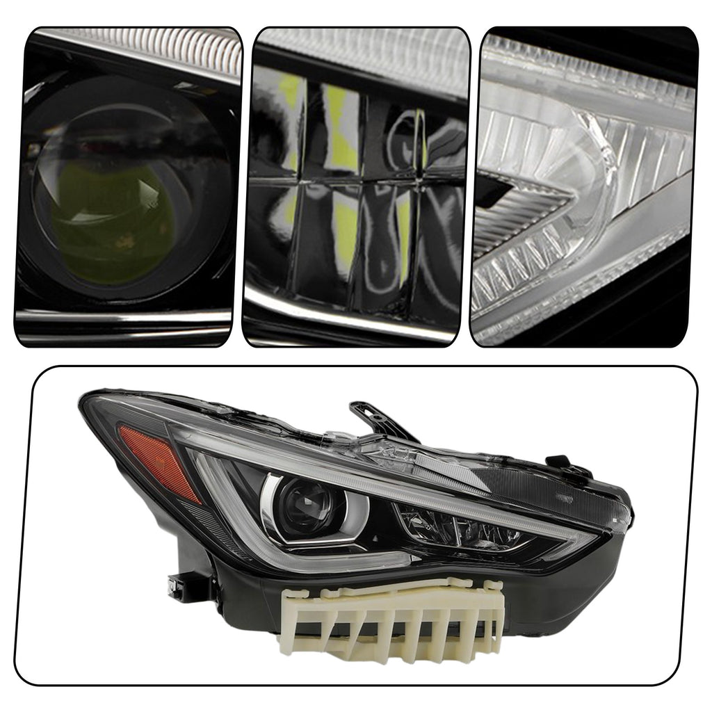 Right LED headlight side angle for 2017-2022 Infiniti Q60