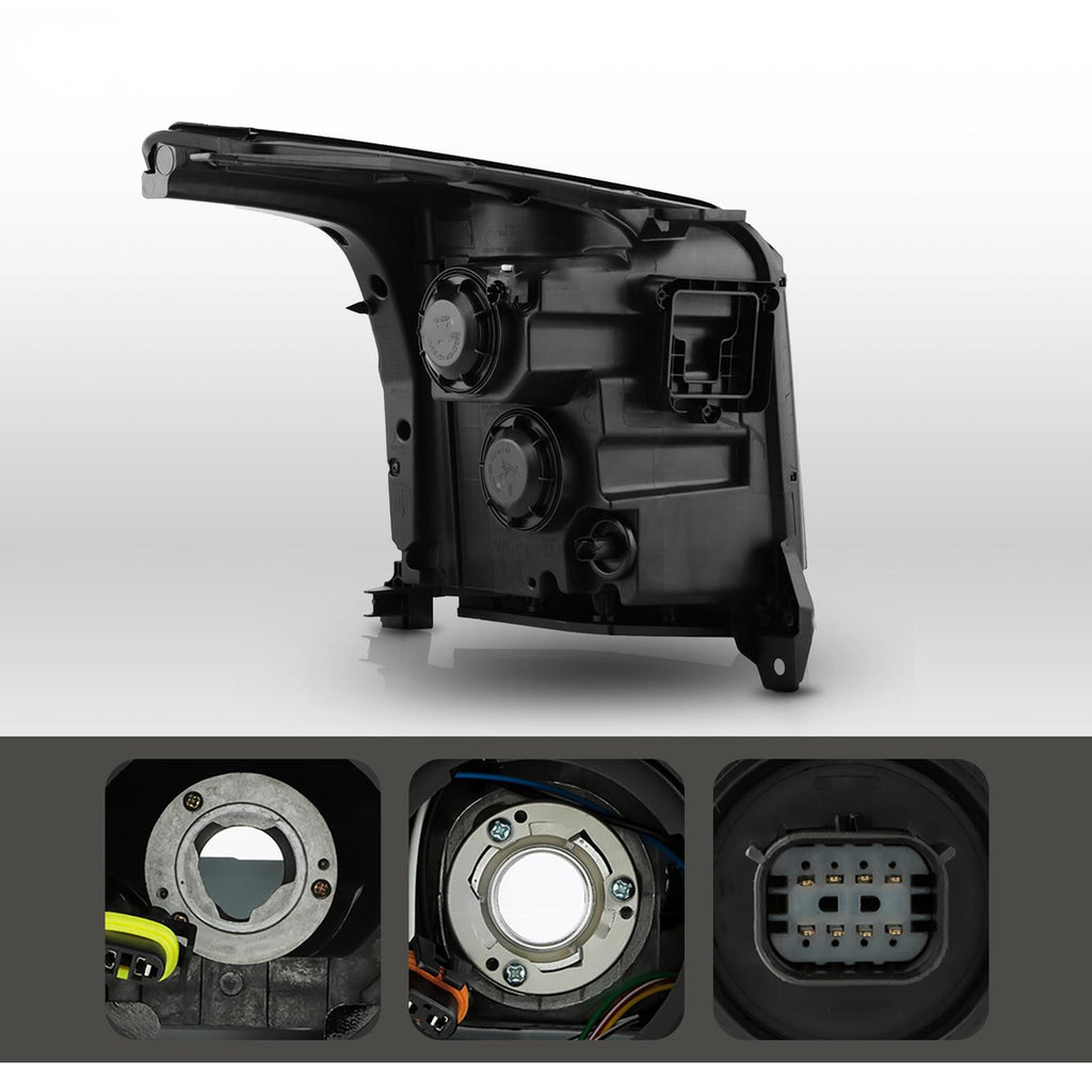 Pair halogen projector headlight rear housing angle for 2015-2017 GMC Yukon