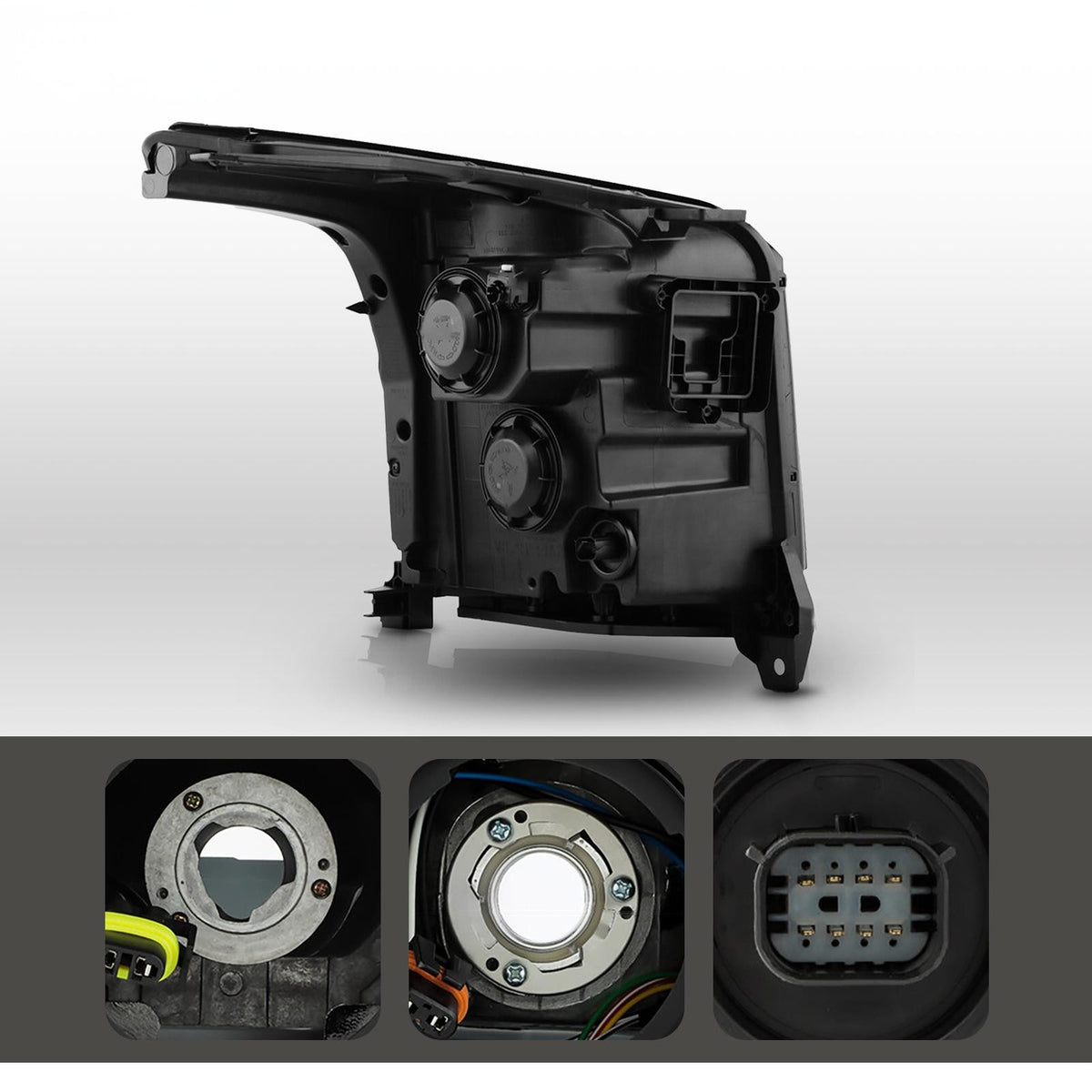 Pair halogen projector headlight rear housing angle for 2015-2017 GMC Yukon