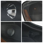 Driver side Black Halogen headlight close-up for 2013-2021 Kenworth T680