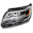 Left LED reflector headlight lens close-up for 2016-2018 Ford Explorer