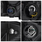 Black Projector Halogen headlight lens and housing detail for 2017-2018 Hyundai Elantra