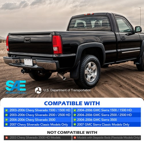 red C-tube LED tail light view 8 for Chevy Silverado 1500 2500 3500 (2003-2006)