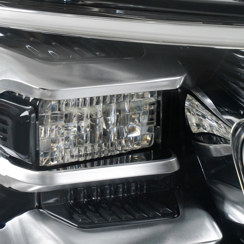 Left LED headlight lens close-up for 2018-2021 Ford Expedition