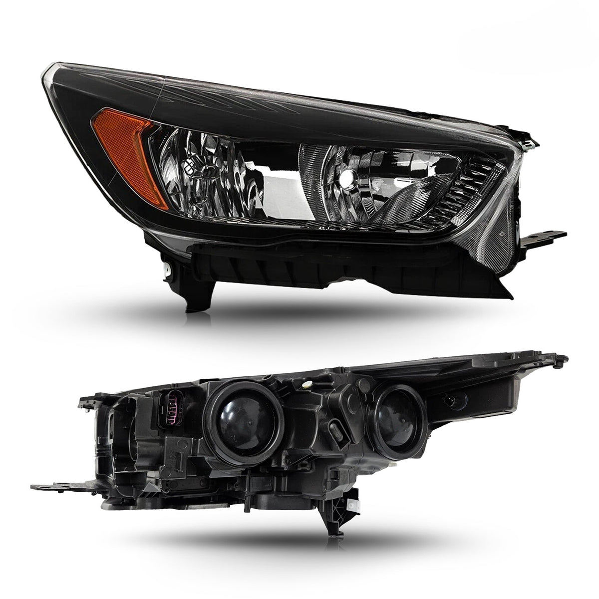 Right halogen headlight lens close-up for 2018-2019 Ford Escape