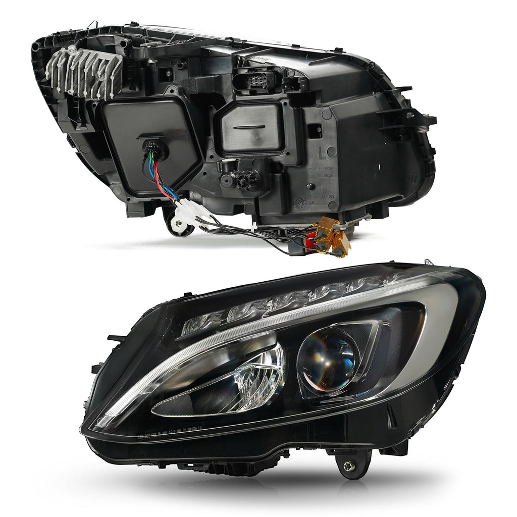 Pair LED projector headlight rear housing angle for 2015-2018 Mercedes-Benz C300