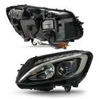 Pair LED projector headlight rear housing angle for 2015-2018 Mercedes-Benz C300