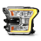 Right LED headlight lens close-up for 2015-2017 Ford F-150